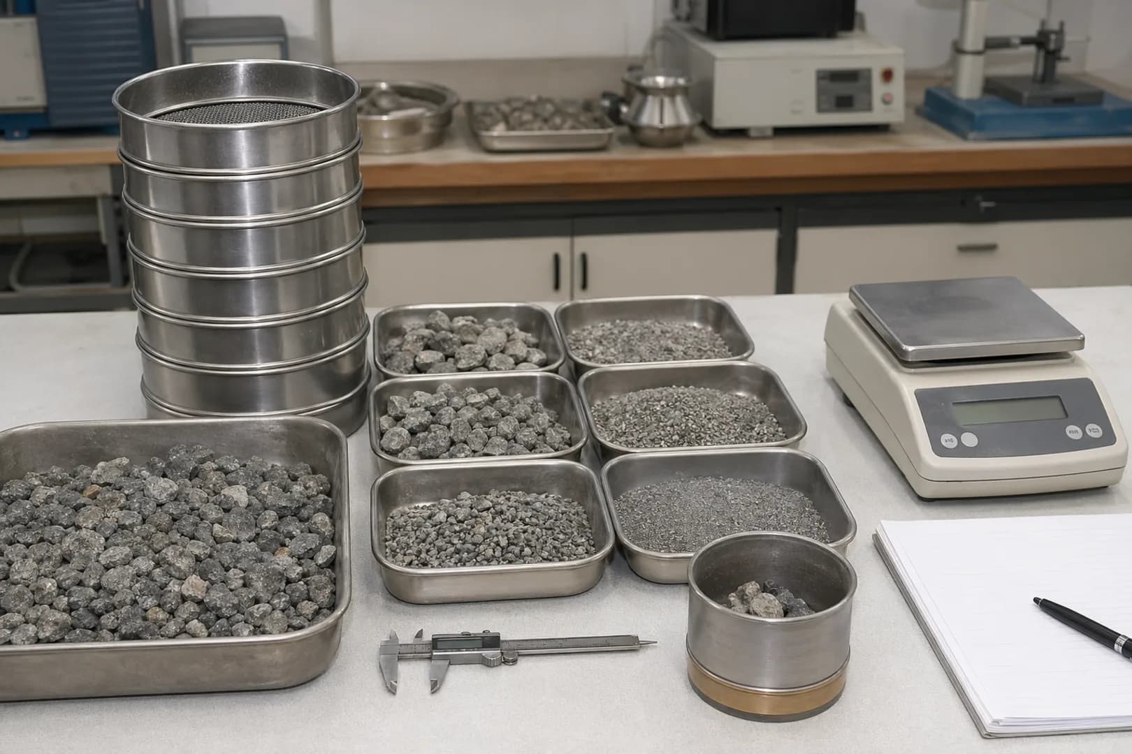 Ensayo de laboratorio para determinar propiedades físicas de áridos según normativa chilena